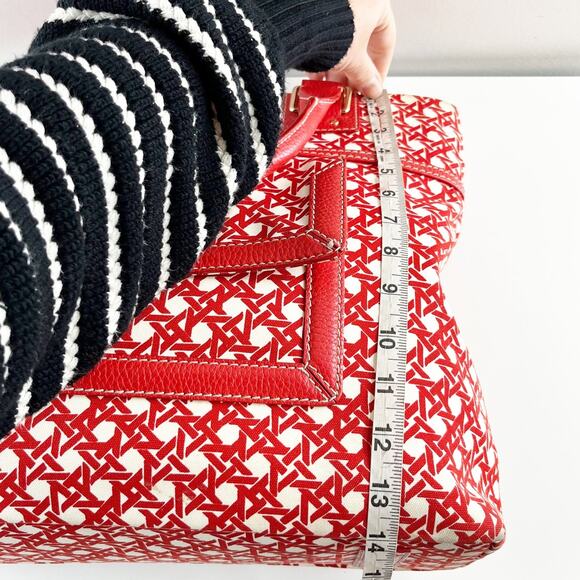 Kate Spade Geo Print Large Tote Bag Purse Red White - Picture 10 of 11